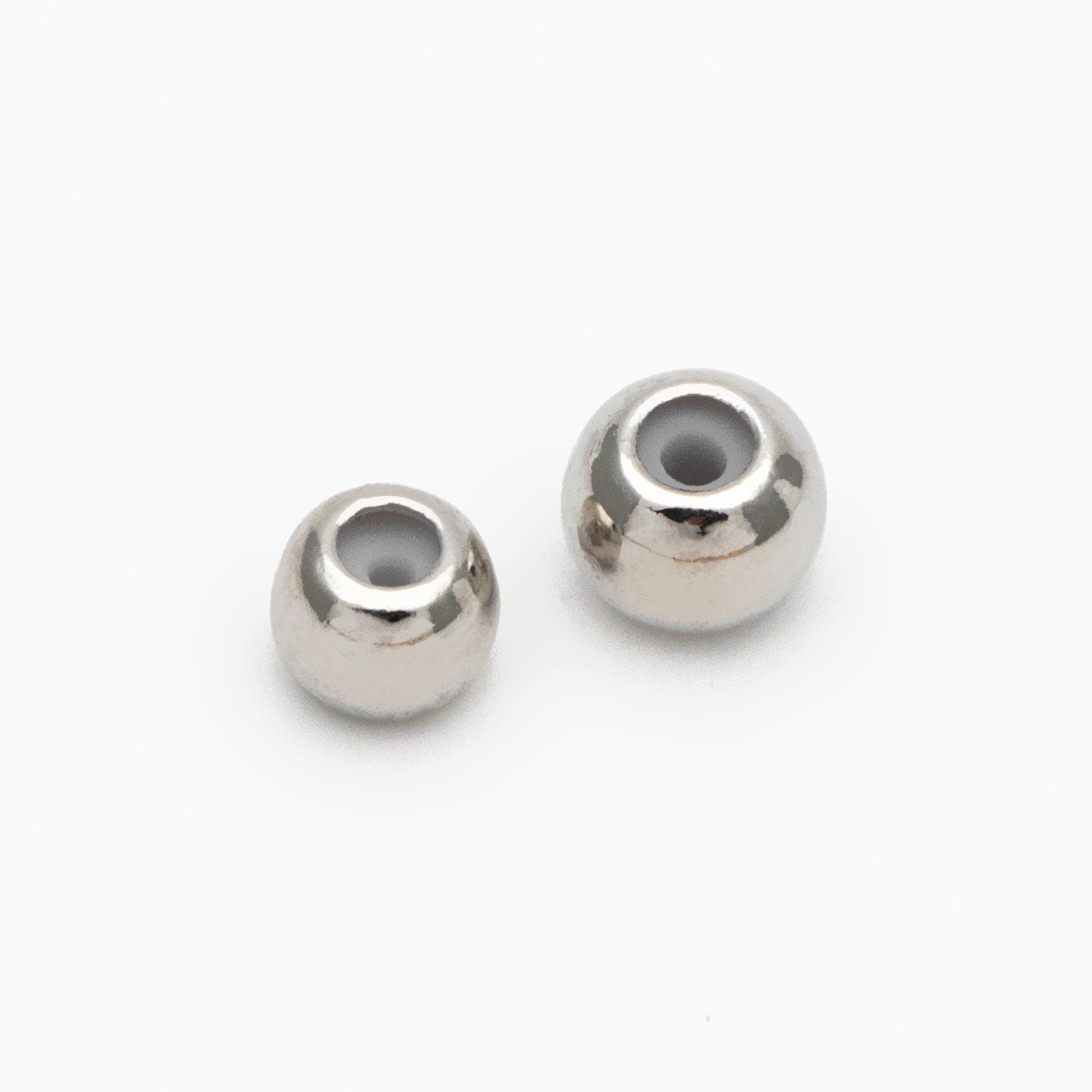 20pcs Gold/ Silver/ Rose Gold Round Rubber Stopper Beads 3/4/5mm, Gold/ Rhodium plated Brass, Tiny Rondelle Charm Holder Connector (GB-392)